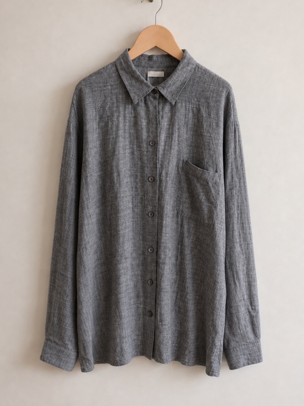 J. Jill Gray Textured Button Front Shirt Medium Relaxed Fit